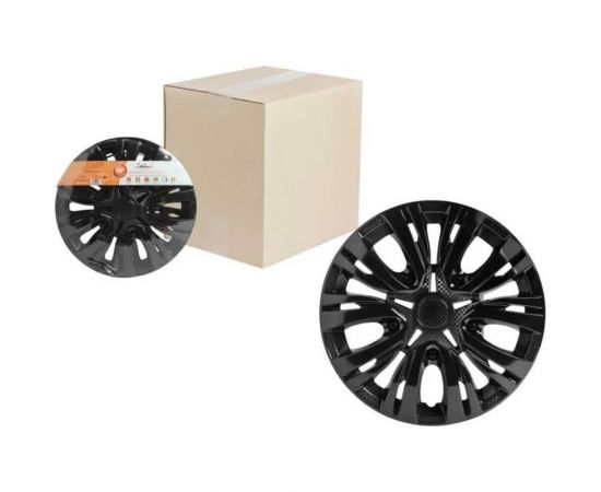 Колесные колпаки Airline 15 Лион, черный глянец, карбон, комплект 2 шт. AWCC-15-04 – изображение 3