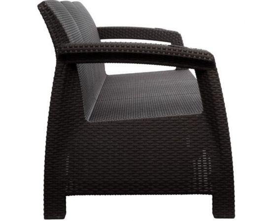 Диван WORKY ротанг, 3-х местный, 188x70x79 см, мокко, с черными подушками ARD257863 – изображение 3