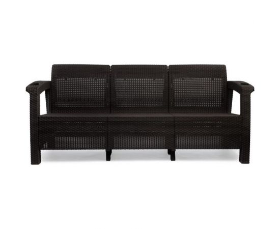 Диван WORKY ротанг, 3-х местный, 188x70x79 см, мокко, с черными подушками ARD257863 – изображение 4