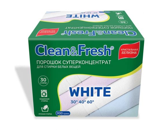 Порошок суперконцентрат для стирки белого CLEANANDFRESH 900 гр Cl3900w 