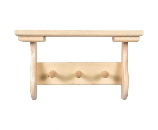 Полка с вешалкой Банные Штучки 3 рожка 35х20х15 см, липа 32413 