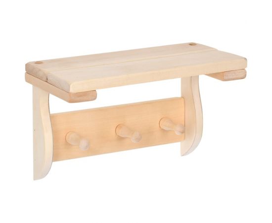 Полка с вешалкой Банные штучки 3 рожка, 29x18x14 см, липа 32414 