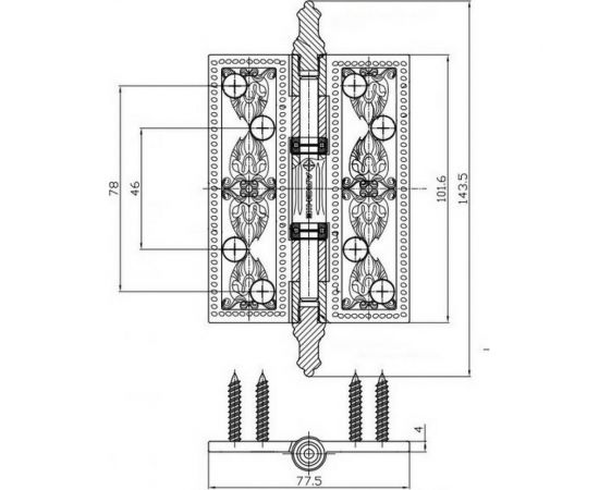 Универсальная дверная петля GENESIS латунь размер L A030-G 4262 S. GOLD 940000000380 – изображение 2