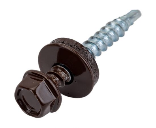 Кровельные саморезы ВИРТУОЗ 4,8х38 мм, RAL 8017, шоколад, 150 шт. 600-44068 – изображение 2