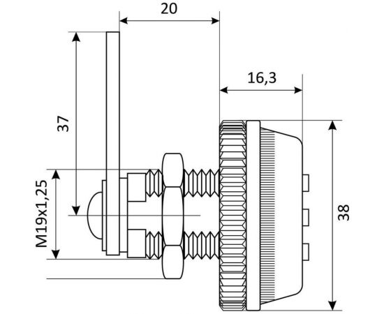 Мебельный замок ООО Комус стандарт, кодовый, врезной, ЗМК 090, 20 мм, крепление гайка, сплав ЦАМ (14868) 1739099 – изображение 2