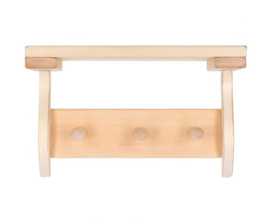Полка с вешалкой Банные штучки 3 рожка, 29x18x14 см, липа 32414 – изображение 2