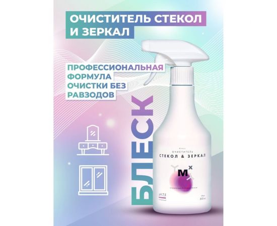 Средство для очистки и полировки стекол и зеркал МАСТЕРХИМ БЛЕСК Для Стекол 500 мл 013НП05Т – изображение 2