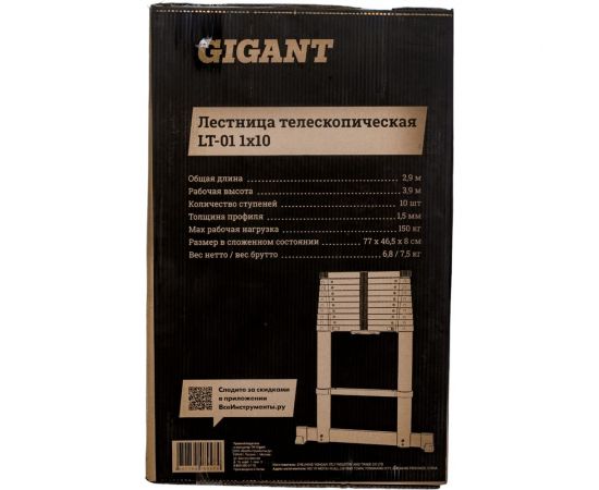 Лестница телескопическая 2.9м Gigant LT-01 1x10 – изображение 23