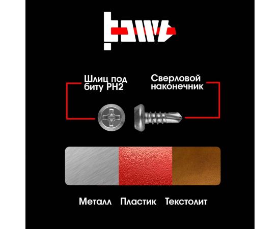 Саморез BOWT клоп сверло, оцинкованный, 3.5x11 мм, 50 шт. K02020 – изображение 3