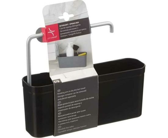 Кухонный органайзер для моющих средств PRIMANOVA KIEV с вешалкой для тряпки (чёрный), 27x14,5x7 см M-E78-06 – изображение 4