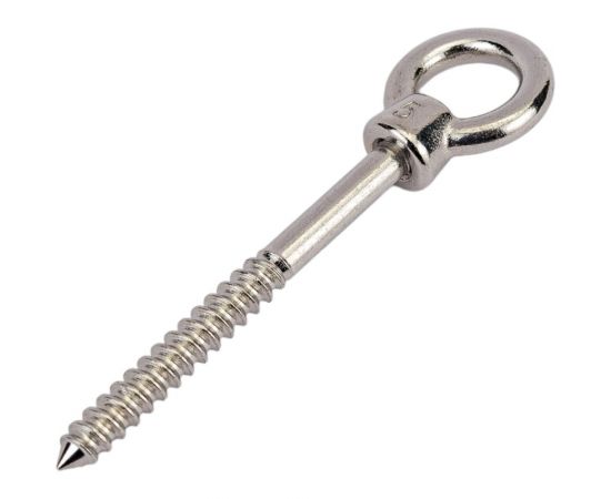 Нержавеющий рым-шуруп KREPFIELD М5x50, ART 8271, А2, 6 шт. 8271А2РЫМШУРУПМ5X50-6 