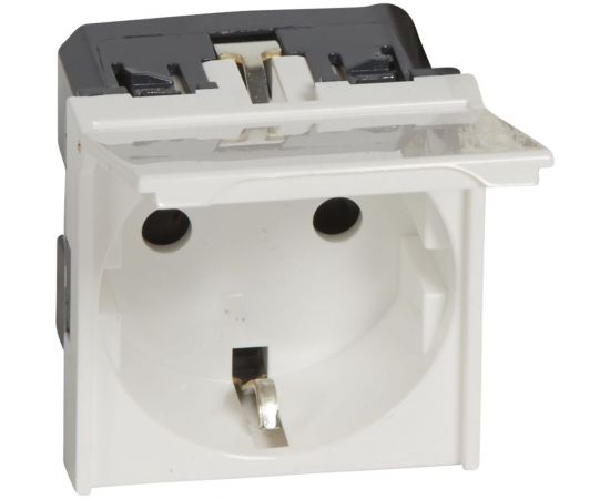 Механизм розетки Legrand 1-м СП Mosaic New 2модульный, с защитной крышкой, с заземлением Leg 077219 124966 