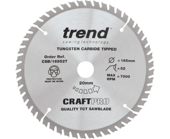 Пильный диск 165 мм 52 зуба TREND CSB/16552T 