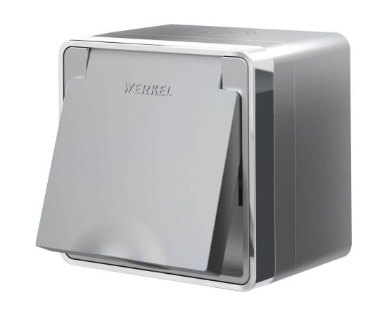 Влагозащищенная розетка WERKEL W5071206 с заземлением, с защитной крышкой и шторками a052775 