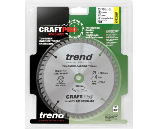 Пильный диск 165 мм 52 зуба TREND CSB/16552T – изображение 2