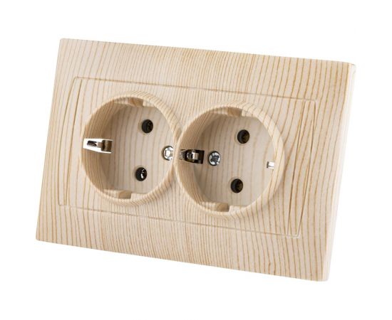 Двойная розетка TDM 2П+З 16А 250В сосна Лама SQ1815-0325 – изображение 2