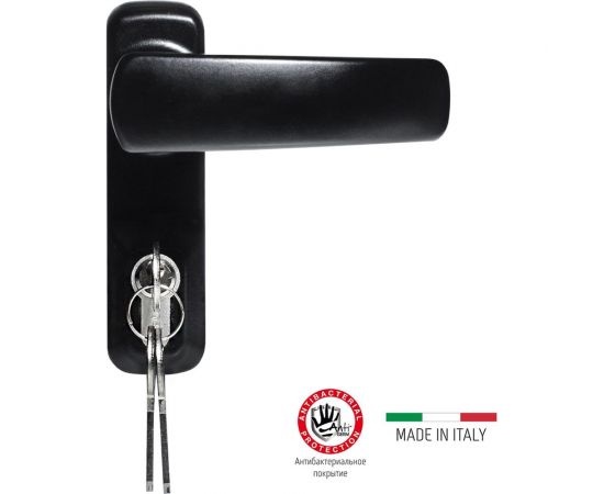 Внешняя нажимная ручка для противопожарных дверей Doorlock DL PD900FR/H1, черная, с цилиндром, толщина двери до 105 мм 75441 – изображение 2