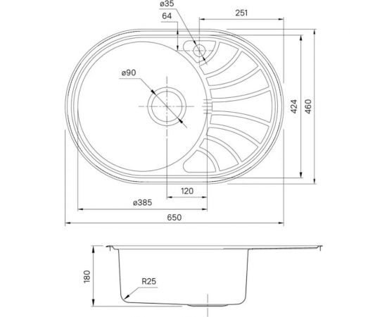 Мойка IDDIS Suno S нержавеющая сталь, шелк, 650x460 SUN65SDi77 – изображение 3