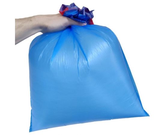 Мешки для мусора с завязками в рулоне (20 шт, 600х700 мм, 60 л, 30 мкм, ПНД, синие) Luscan 1609662 – изображение 3