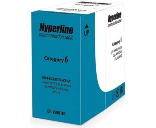 Кабель Hyperline UUTP4-C6-P24-NCR-IN-LSZH-GY-100 (100 м) витая пара, неэкранированная U/UTP 243616 – изображение 3