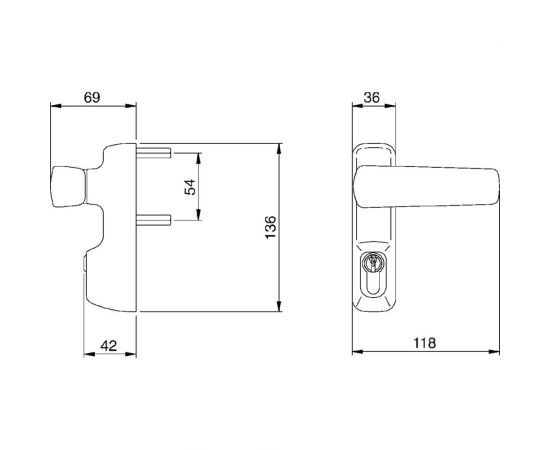 Внешняя нажимная ручка для противопожарных дверей Doorlock DL PD900FR/H1, черная, с цилиндром, толщина двери до 105 мм 75441 – изображение 4