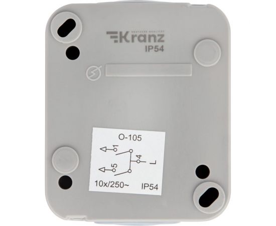 Накладной одноклавишный выключатель KRANZ IP54 серый KR-78-0833 – изображение 4