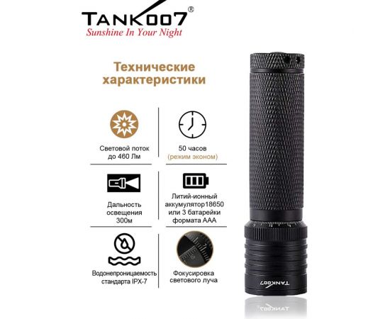 Светодиодный фонарь с комплектацией TANK007 TK737XML – изображение 5