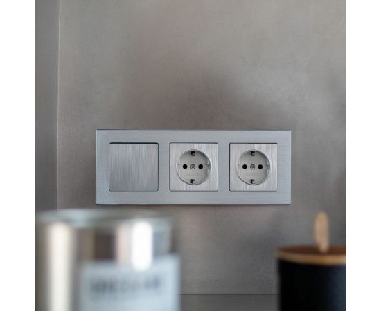 Одноклавишный выключатель WERKEL серебряный рифленый a051358 – изображение 6