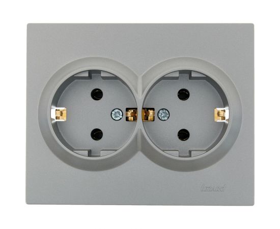 Двойная розетка Lezard VESNA с заземлением, ПБТ, платина 742-3500-127B 