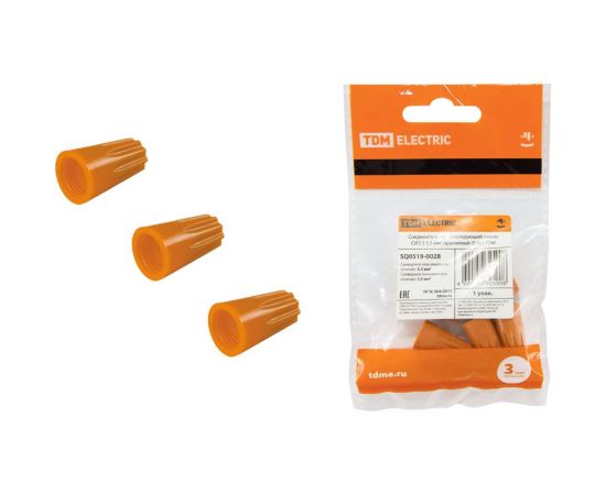 Соединительный изолирующий зажим TDM СИЗ-3, 5,5 мм2, оранжевый, 5 штук SQ0519-0028 
