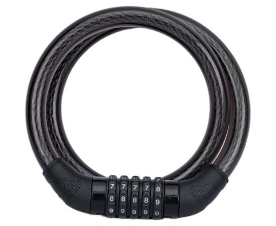 Трос-замок STELS 84620 длина 800 мм, диам. 15 мм, кодовый замок, черный 540026 