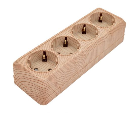 Горизонтальная 4-х местная розетка TDM 2П+3 открытой установки IP20 16A с з/ш сосна Ладога SQ1801-0431 