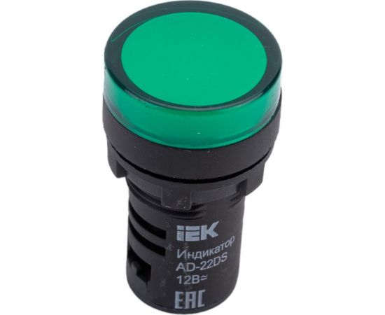 Лампа IEK AD-22DS, сигнальная, зеленая, светодиод 12В. BLS10-ADDS-012-K06 
