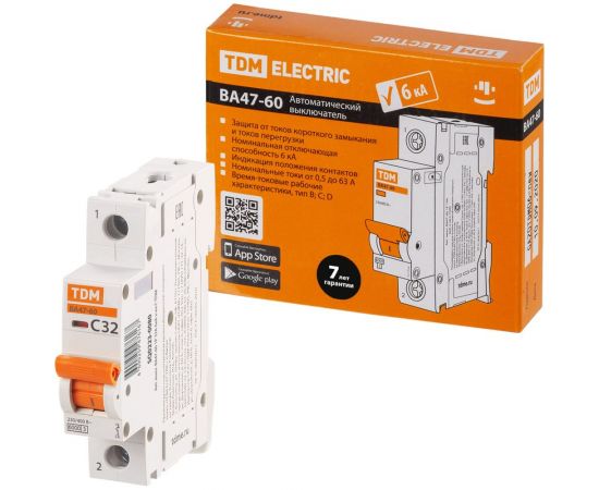 Автоматический выключатель TDM ВА47-60 1Р 32А 6кА характеристика С SQ0223-0080 – изображение 2
