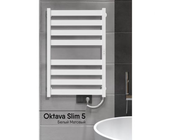 Полотенцесушитель INDIGO Oktava Slim 5 electro 80/50 таймер, скрытый монтаж, универсальное подключение R/L LСLOKS5E80-50WMRt – изображение 2
