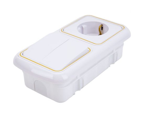 Блок Bylectrica 2 выключателя + розетка с заземляющим контактом СУ, серия ГАРМОНИЯ ЛЮКС, белый, 2В-РЦ-497 з – изображение 3