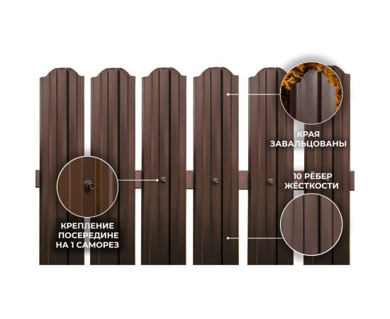 Металлический двухсторонний штакетник Металлика (коричневый; 10 штук в упаковке) 1,2-8017/8017 1,2-8017/8017 – изображение 3