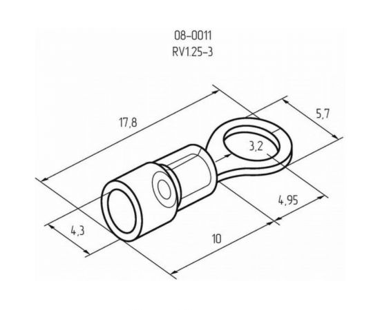 Кольцевой изолированный наконечник REXANT d 3,2 мм 0,5-1,5 мм2 НКи 1.5-3 красный 100 шт 08-0011 – изображение 3