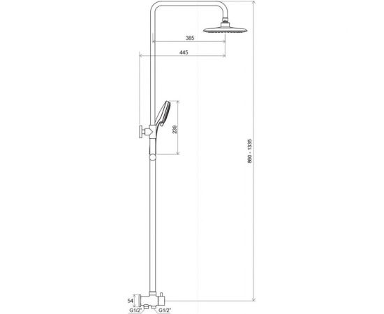 Душевая двойная стойка без смесителя Ravak DS 090.00, X07P232 00000041268 – изображение 4