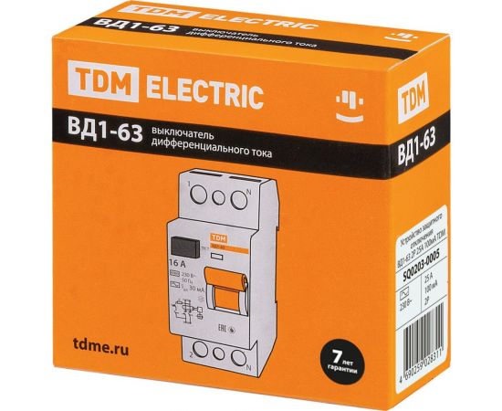 Устройство защитного отключения TDM ВД1-63 2Р 25А 100мА SQ0203-0005 – изображение 7