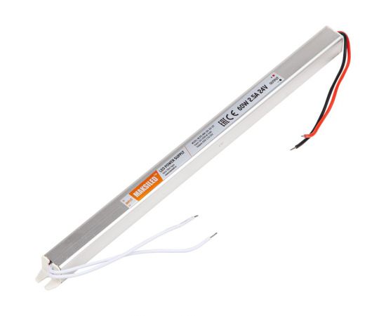 Блок питания MAKSILED 24В, 60Вт, IP20, 2.5A, 313x18x18мм, металл MLPS-NW-60-24-UT 