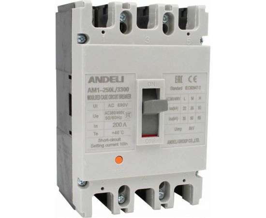 Автоматический выключатель ANDELI AM1-250L/3P 200A 35KA ADL06-041 