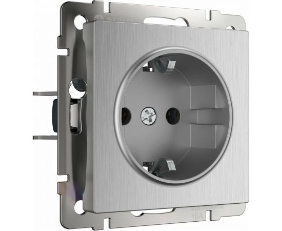Розетка WERKEL с заземлением и шторками серебряный рифленый a051352 