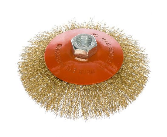 Щетка радиальная с наклоном, волнистая латунированная проволока (125 мм; М14х2 мм) Sturm 5240302 