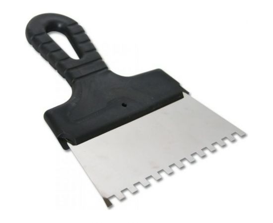 Фасадный шпатель EUROTEX 150 мм зуб 6х6 нержавеющая сталь пластмассовая ручка 020607-006-150 