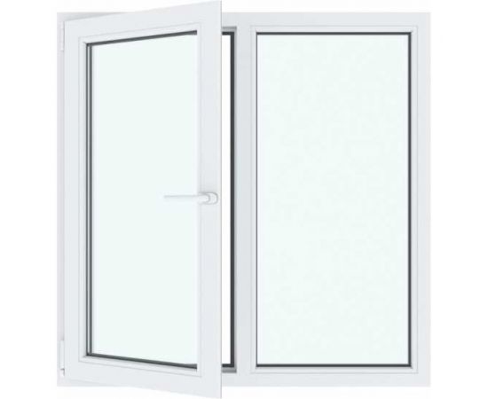 Окно ПВХ АМЕГА 1200x1200 мм, поворотно-откидное левое, глухое правое, двухкамерный стеклопакет ПВХ_1002 – изображение 2