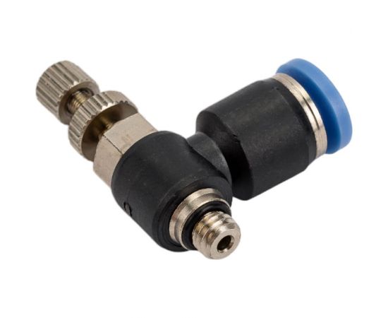 Фитинг-дроссель (пневмодроссель) угловой с наружной резьбой M5x0.8 мм SHPI SC 04-M5 – изображение 2