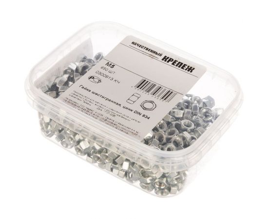 Гайка Качественный КРЕПЕЖ шестигранная DIN 934 М5 650 шт 0300913 КЧ – изображение 2