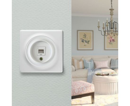 Компьютерная розетка OneKeyElectro 1xRJ45 категория 5e, цвет белый 1E20701300 2172770 – изображение 2