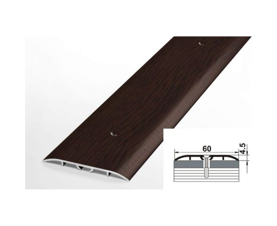 Порог прямой алюминиевый декоративный ЛУКА (60 мм, 1,35 м, дуб венге) УТ000012444 – изображение 2